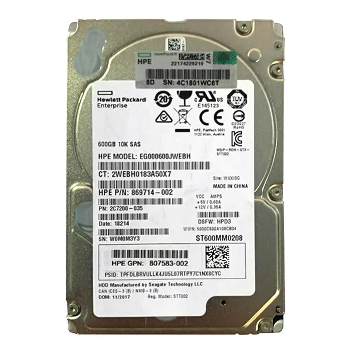 HP 807583-002 | 600GB 10000RPM SAS 12Gb/s Dual Port 2.5-Inch Internal Hard Drive Refurbished - Hewlett-Packard (ou HP en abrégé) refurbished available on Gotodirect