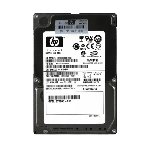 HP 492619-002 | 300GB 10000RPM SAS 3Gb/s Hot-Swappable Dual Port 2.5-inch Hard Drive for Gen1 to Gen7 ProLiant Servers Refurbished - Hewlett-Packard (ou HP en abrégé) refurbished available on Gotodirect