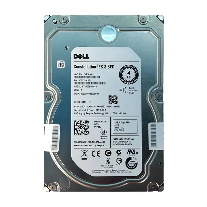 Dell 6P85J | 4TB 7200RPM SAS 6Gb/s Hot-Pluggable (SED) 3.5-Inch Nearline Hard Drive for PowerEdge Server & PowerVault Storage Array Refurbished - Dell refurbished available on Gotodirect