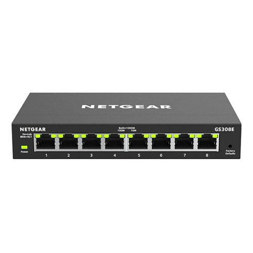 Netgear GS308E-100NAS | 300 Series GS308E 8 x Ports 10/100/1000Base-T Unmanaged Gigabit Ethernet Network Switch Refurbished - Netgear refurbished available on Gotodirect