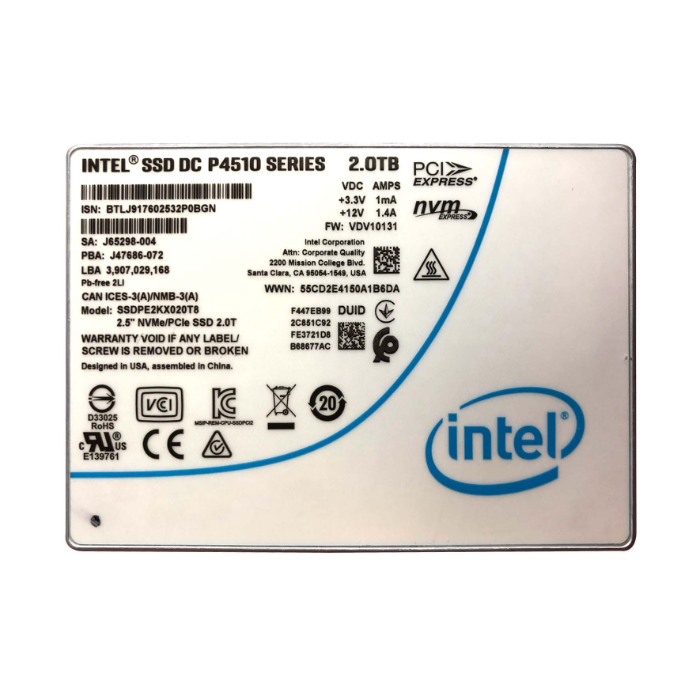 Buy Intel SSDPE2KX020T801 | DC P4510 2TB Triple-Level Cell PCI Express 3.1 x4 NVMe U.2 2.5-Inch Solid State Drive Refurbished - $1060.00 Intel SSDPE2KX020T801 | DC P4510 2TB Triple-Level Cell PCI Express 3.1 x4 NVMe U.2 2.5-Inch Solid State Drive Refurbished - Intel refurbished available on Gotodirect