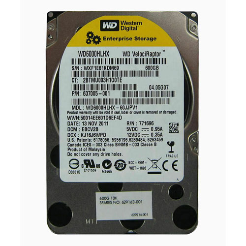 Buy HP 637005-001 | 600GB 10000RPM SATA 6Gb/s 32MB Cache 3.5-inch Hard Drive Refurbished - $290.00 HP 637005-001 | 600GB 10000RPM SATA 6Gb/s 32MB Cache 3.5-inch Hard Drive Refurbished - Hewlett-Packard (ou HP en abrégé) refurbished available on Gotodirect