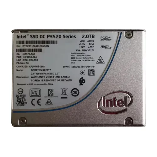 Intel SSDPE2MX020T7 | DC P3520 2TB Multi-Level Cell PCI Express 3.0 x4 NVMe U.2 2.5-Inch Solid State Drive Refurbished - Intel refurbished available on Gotodirect