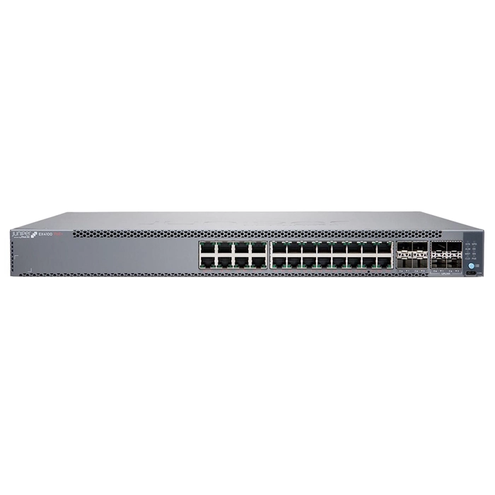 Juniper EX4100-24P-TAA | EX4100 Series 24 x Ports PoE 1000Base-T + 4 x 10GbE Uplink Ports + 4 x 25GbE Stacking/Uplink Ports Layer 3 Managed 1U Rack-mountable Gigabit Ethernet Network Switch TAA Compliant Refurbished -  refurbished available on Gotodirect