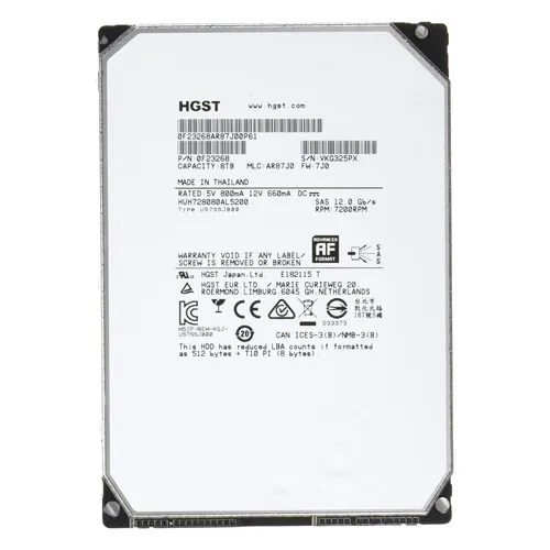 HGST 0F23268 | Ultrastar He8 Series 8TB 7200RPM SAS 12Gb/s 128MB Cache 512e (Instant Secure Erase Encryption) 3.5-Inch Helium Platform Enterprise Hard Drive Refurbished - HGST (a subsidiary of Western Digital) refurbished available on Gotodirect