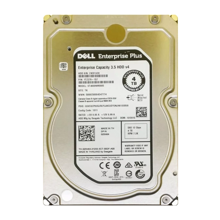 Dell 025N64 | 4TB 7200RPM SAS 12Gb/s Hot-Pluggable (512n) 3.5-Inch Nearline Hard Drive for PowerEdge Server & PowerVault Storage Array Refurbished - Dell refurbished available on Gotodirect