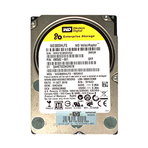HP 502599-001 | 300GB 10000RPM SATA 6Gb/s 32MB Cache SFF 3.5-inch Hard Drive Refurbished - Hewlett-Packard (ou HP en abrégé) refurbished available on Gotodirect