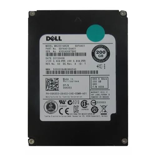 Dell 6K55X | 200GB Single-Level Cell SAS 6Gb/s Hot-Pluggable 2.5-Inch Solid State Drive for PowerEdge Servers Refurbished - Dell refurbished available on Gotodirect
