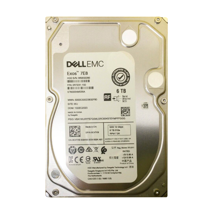 Dell CVTK9 | 6TB 7200RPM SAS 12Gb/s Hot-Pluggable 256MB Cache (512e) 3.5-Inch Hard Drive for PowerEdge Server Refurbished - Dell refurbished available on Gotodirect