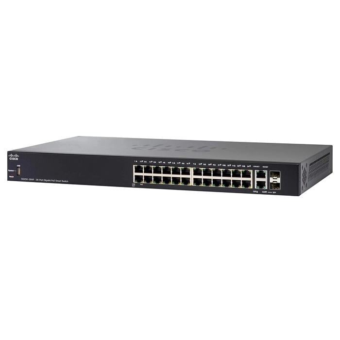Cisco SG250-26HP-K9 | Business 250 Series 24 x Ports 10/100/1000Base-T + 2 x SFP Layer 2 Managed Gigabit Ethernet Network Switch Refurbished - Cisco Systems Inc. refurbished available on Gotodirect