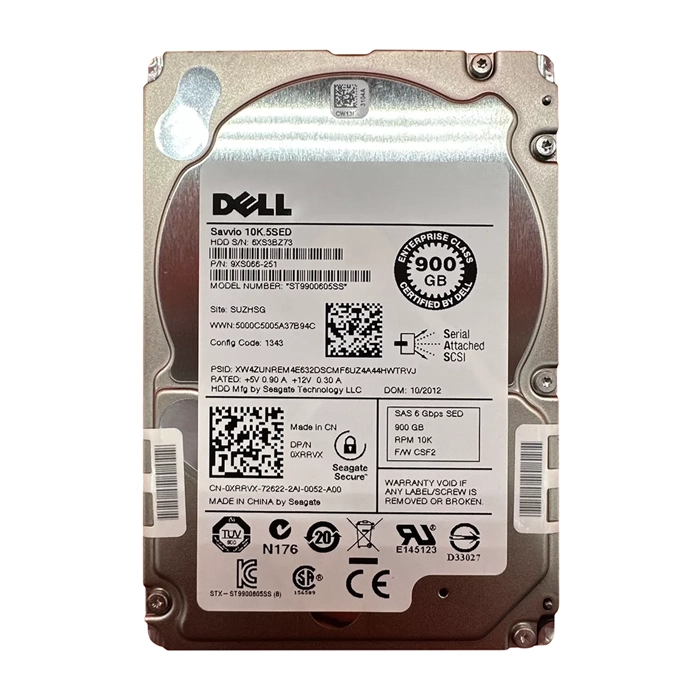 Dell 0XRRVX | 900GB 10000RPM SAS 6Gb/s Hot-Pluggable 64MB Cache (SED) 2.5-Inch Hard Drive for PowerEdge Server & PowerVault Storage Array Refurbished - Dell refurbished available on Gotodirect