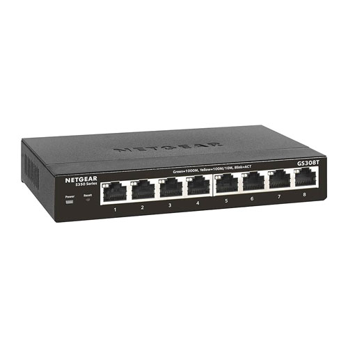 Netgear GS308T-100NAS | S350 Series GS308T 8 x RJ-45 Ports 10/100/1000Base-T Unmanaged Gigabit Ethernet Network Switch Refurbished - Netgear refurbished available on Gotodirect