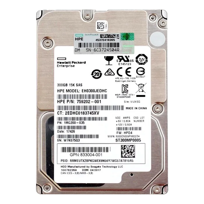 HP 759202-001 | 300GB 15000RPM SAS 12Gb/s Hot-Pluggable SFF 2.5-inch Hard Drive for ProLiant Gen10/Gen10+/Gen11 Servers Refurbished - Hewlett-Packard (ou HP en abrégé) refurbished available on Gotodirect