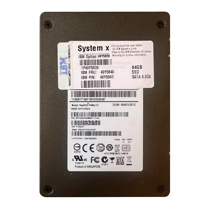 IBM 49Y5840 | 64GB Multi-Level Cell SATA 6Gb/s Hot Swappable 2.5-Inch Solid State Drive Refurbished -  refurbished available on Gotodirect