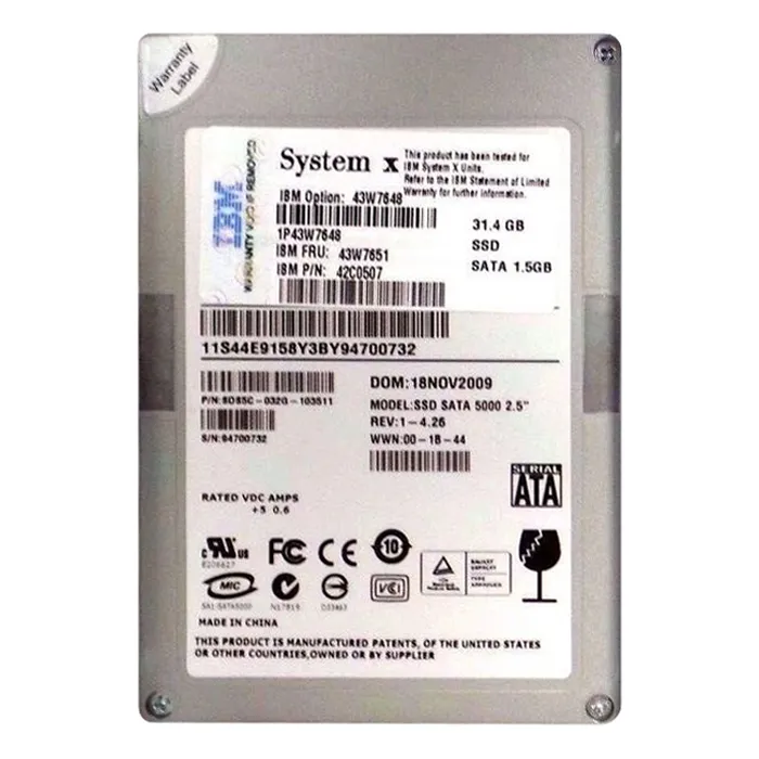 Buy IBM 43W7651 | 31.4GB SATA 1.5Gb/s Hot Swappable 2.5-Inch Solid State Drive Refurbished - $260.00 IBM 43W7651 | 31.4GB SATA 1.5Gb/s Hot Swappable 2.5-Inch Solid State Drive Refurbished - refurbished available on Gotodirect