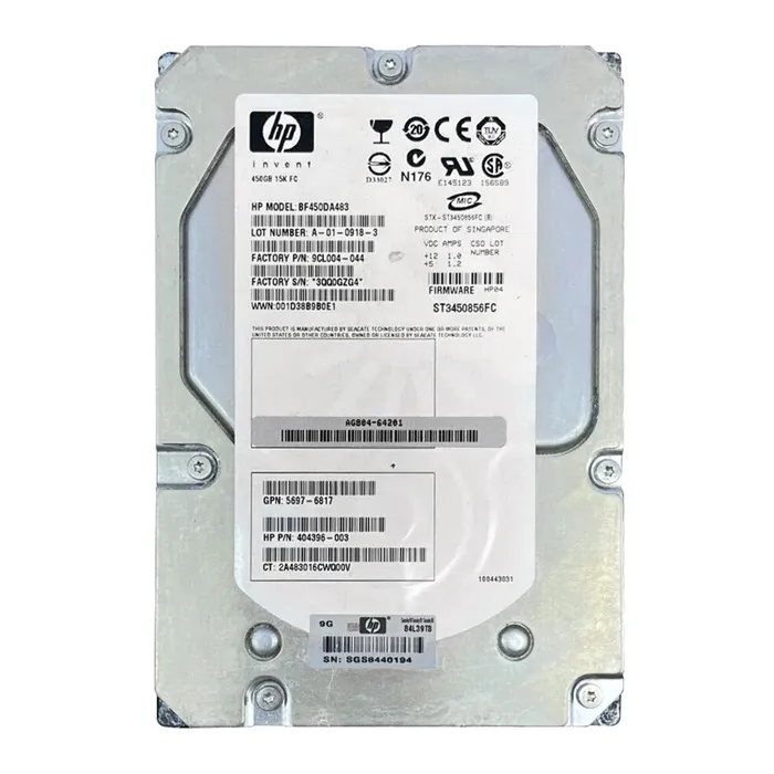 Buy HP BF450DA483 | 450GB 15000RPM Fibre Channel 4Gb/s Hot-Pluggable Dual Port 3.5-inch Hard Drive for EVA StorageWorks/Blade System Refurbished - $126.67 HP BF450DA483 | 450GB 15000RPM Fibre Channel 4Gb/s Hot-Pluggable Dual Port 3.5-inch Hard Drive for EVA StorageWorks/Blade System Refurbished - Hewlett-Packard (ou HP en abrégé) refurbished available on Gotodirect