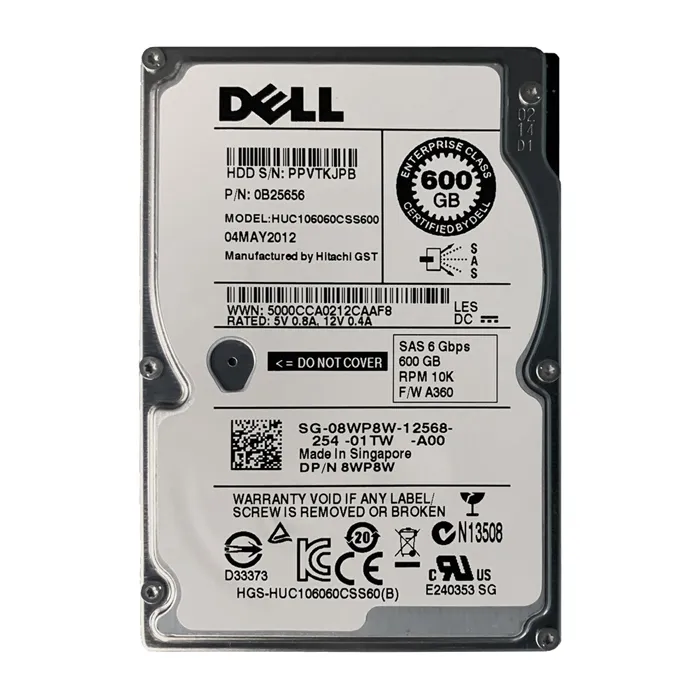 Dell 8WP8W | 600GB 10000RPM SAS 6Gb/s Hot-Pluggable Dual Port (512n) 2.5-Inch Hard Drive for PowerEdge Server & PowerVault Storage Array Refurbished - Dell refurbished available on Gotodirect