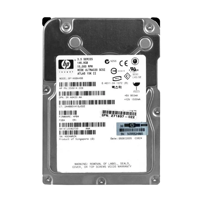Buy HP 356914-009 | 146GB 15000RPM Ultra320 SCSI 8MB Cache Hot-Pluggable LVD 80-Pin 3.5-inch Hard Drive for ProLiant Server Refurbished - $221.11 HP 356914-009 | 146GB 15000RPM Ultra320 SCSI 8MB Cache Hot-Pluggable LVD 80-Pin 3.5-inch Hard Drive for ProLiant Server Refurbished - Hewlett-Packard (ou HP en abrégé) refurbished available on Gotodirect