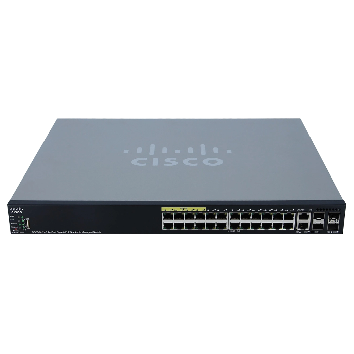Cisco SG550X-24P-K9-NA= | Small Business 550X Series SG550X-24P 24 x Ports PoE+ 1000Base-T + 2 x Ports Combo SFP+ + 2 x Ports SFP+ Layer 3 Managed Stackable Gigabit Ethernet Network Switch Refurbished - Cisco Systems Inc. refurbished available on Gotodirect