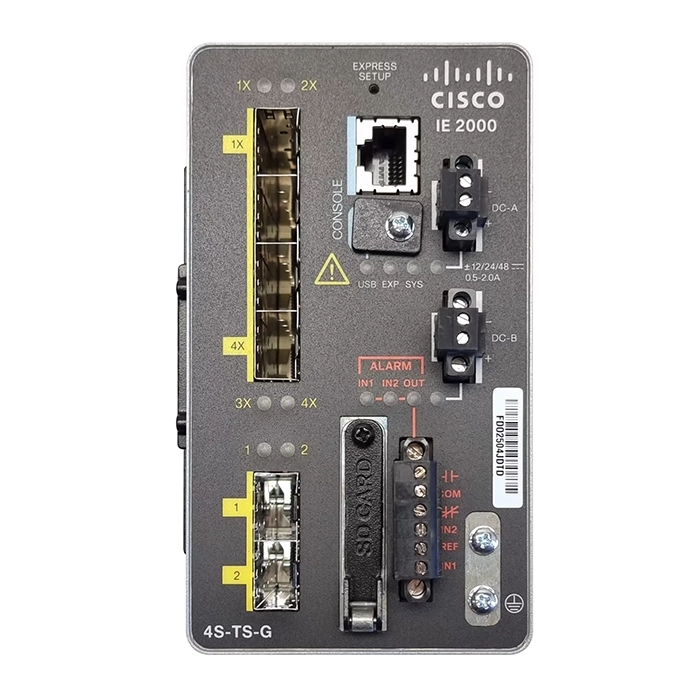 Cisco IE-2000-4S-TS-G-L | Industrial Ethernet IE 2000 Series 4 x SFP Ports 10/100Base-X + 2 x GE SFP Uplink Ports Layer 2 Managed Rail-Mountable Fast Ethernet Network Switch Refurbished - Cisco Systems Inc. refurbished available on Gotodirect