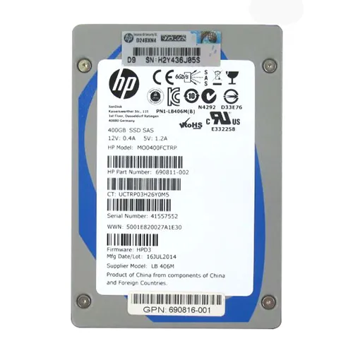 HP 690811-002 | 400GB Multi-Level Cell SAS 6Gb/s Mainstream 2.5-Inch Enterprise Solid State Drive for ProLiant Servers Refurbished - Hewlett-Packard (ou HP en abrégé) refurbished available on Gotodirect