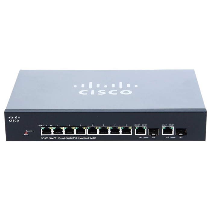 Buy Cisco SG300-10MPP-K9 | Small Business SG300-10MPP 8-Ports RJ-45 10/100 PoE with 2 Combo Gigabit SFP Layer 3 Manageable Rack-mountable Switch Refurbished - $466.12 Cisco SG300-10MPP-K9 | Small Business SG300-10MPP 8-Ports RJ-45 10/100 PoE with 2 Combo Gigabit SFP Layer 3 Manageable Rack-mountable Switch Refurbished - Cisco Systems Inc. refurbished available on Gotodirect