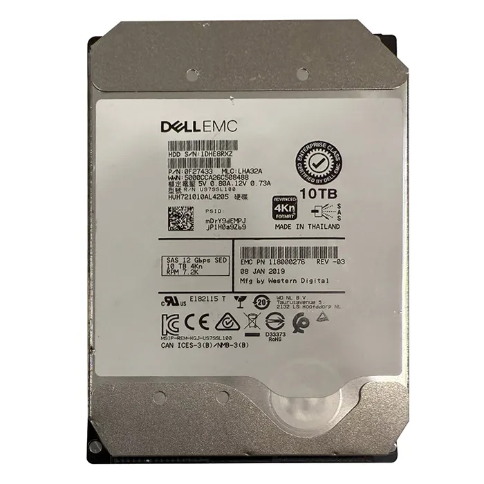 HGST 0F27433 | HGST Ultrastar DC HC510 Series 10TB 7200RPM SAS 12Gb/s 256MB Cache 4Kn (TCG-FIPS Encryption) 3.5-inch Hard Drive Refurbished - HGST (a subsidiary of Western Digital) refurbished available on Gotodirect