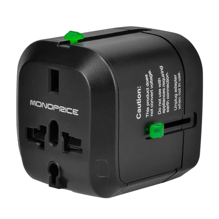 Monoprice 9876 | Compact Cube Universal Travel Adapter Black Refurbished -  refurbished available on Gotodirect