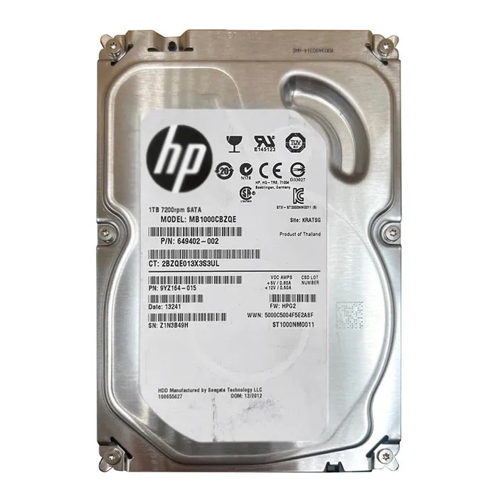 HP 649402-002 | 1TB 7200RPM SATA 1.5Gb/s 64MB Cache LFF 3.5-inch Midline Hard Drive Refurbished - Hewlett-Packard (ou HP en abrégé) refurbished available on Gotodirect