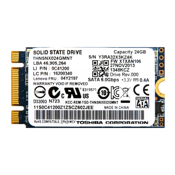 Lenovo 04Y2197 | 24GB Multi-Level Cell SATA 6Gb/s M.2 2242 Solid State Drive for ThinkPad T440s Refurbished - Lenovo refurbished available on Gotodirect