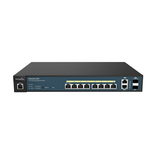 EnGenius EWS5912FP | 8 x Ports PoE+ 10/100/1000Base-T + 2 x SFP Ports Layer 2 Managed Gigabit Ethernet Network Switch Refurbished - EnGenius refurbished available on Gotodirect