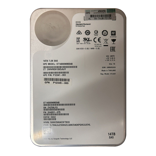 HP P12341-003 | 14TB 7200RPM SAS 12Gb/s Hot Pluggable 512MB Cache 3.5-Inch Hard Drive Refurbished - Hewlett-Packard (ou HP en abrégé) refurbished available on Gotodirect