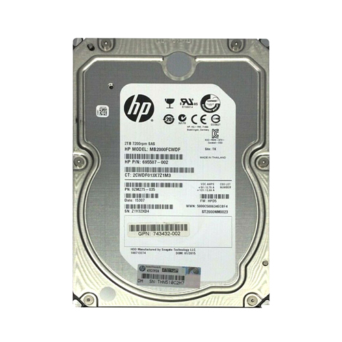 HP 743432-002 | 2TB 7200RPM SATA 6Gb/s 512e 3.5-Inch Hard Drive Refurbished - Hewlett-Packard (ou HP en abrégé) refurbished available on Gotodirect