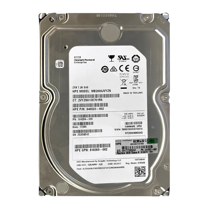 Buy HP 846523-002 | 2TB 7200RPM SAS 12GB/s Hot-Pluggable 3.5-Inch LPc Hard Drive for ProLiant Gen10/Gen10+/Gen11 Servers Refurbished - $206.51 HP 846523-002 | 2TB 7200RPM SAS 12GB/s Hot-Pluggable 3.5-Inch LPc Hard Drive for ProLiant Gen10/Gen10+/Gen11 Servers Refurbished - Hewlett-Packard (ou HP en abrégé) refurbished available on Gotodirect