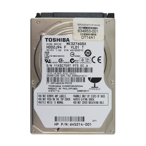 HP 634953-001 | 320GB 5400RPM SATA 1.5Gb/s 8MB Cache 2.5-inch Hard Drive Refurbished - Hewlett-Packard (ou HP en abrégé) refurbished available on Gotodirect