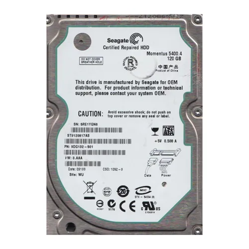 Seagate ST9120817AS | Momentus 5400.4 Series 120GB 5400RPM SATA 3Gb/s 8MB Cache (CE) 2.5-Inch Hard Drive Refurbished - Seagate refurbished available on Gotodirect
