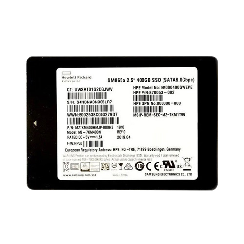 HP EK000400GWEPE | 400GB SATA 6Gb/s Write Intensive 2.5-Inch Solid State Drive for ProLiant Server BL460c Gen10 Refurbished - Hewlett-Packard (ou HP en abrégé) refurbished available on Gotodirect