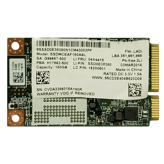 Lenovo 04X4418 | 180GB Multi-Level Cell SATA 6Gb/s mSATA Solid State Drive for ThinkPad Helix Refurbished - Lenovo refurbished available on Gotodirect