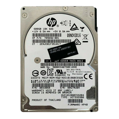 HP 785692-001 | 600GB 10000RPM SAS 12Gb/s 128MB Cache (512e) SFF 2.5-inch Hard Drive for Gen7 to Gen9 ProLiant Server Refurbished - Hewlett-Packard (ou HP en abrégé) refurbished available on Gotodirect