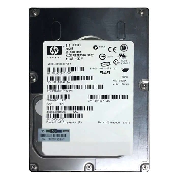 HP BD30087B53 | 300GB 10000RPM Ultra320 SCSI Hot-Pluggable 80-Pin LVD 3.5-inch Hard Drive for ProLiant Server Refurbished - Hewlett-Packard (ou HP en abrégé) refurbished available on Gotodirect