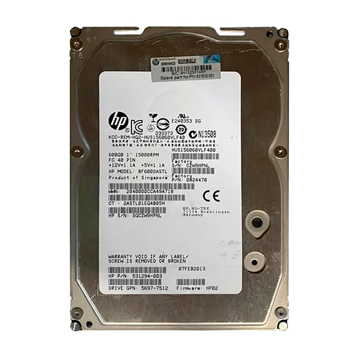 HP BF600DASTL | 600GB 15000RPM Fibre Channel 4Gb/s Hot-Pluggable Dual Port 3.5-inch Hard Drive for StorageWorks EVA M6412A Refurbished - Hewlett-Packard (ou HP en abrégé) refurbished available on Gotodirect