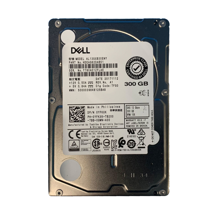 Dell HDEAG82DAB51 | 300GB 15000RPM SAS 12Gb/s Hot Swap 128MB Cache (512n) 2.5-Inch Internal Hard Drive Refurbished - Dell refurbished available on Gotodirect