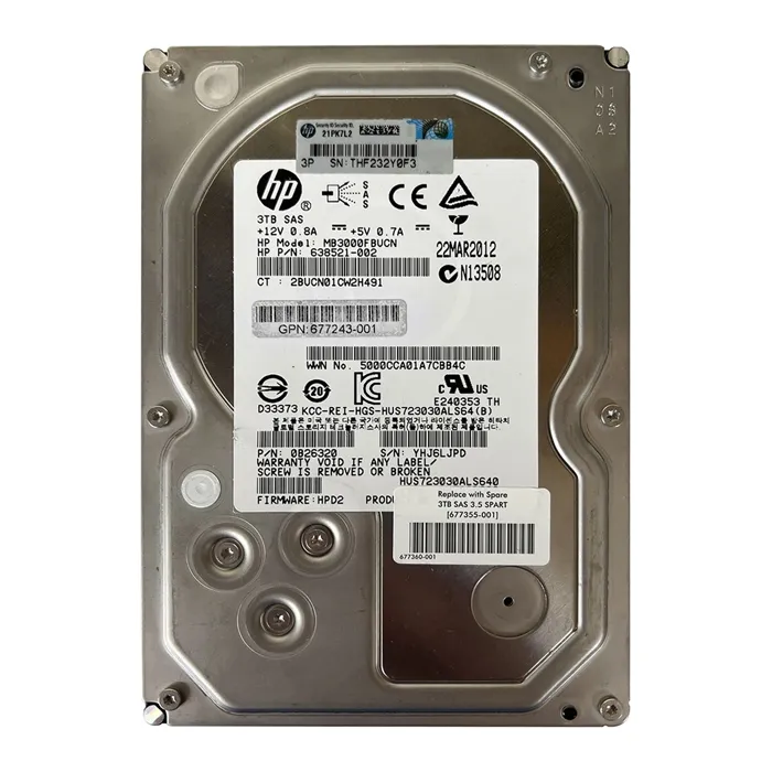 HP 677355-001 | 3TB 7200RPM SAS 6Gb/s Hot-Pluggable Dual Port SFF 3.5-inch Midline Hard Drive for ProLiant Server Refurbished - Hewlett-Packard (ou HP en abrégé) refurbished available on Gotodirect