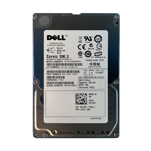 Dell 0X160K | 146GB 10000RPM SAS 6Gb/s Hot-Pluggable Single Port (512n) 2.5-Inch Hard Drive for PowerEdge Server & PowerVault Storage Array Refurbished - Dell refurbished available on Gotodirect