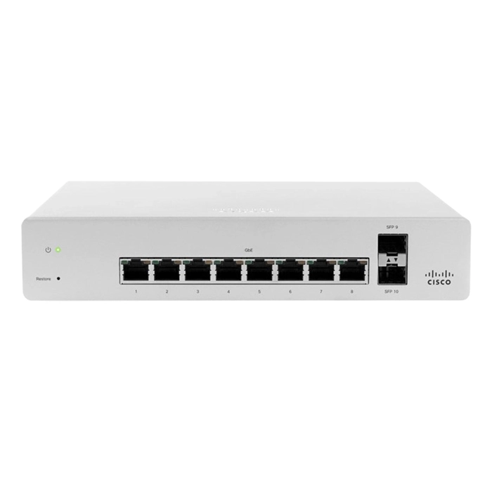 Cisco MS220-8-HW | Meraki MS220 Series MS220-8 8 x RJ-45 Ports 10/100/1000Base-T + 2 x SFP Ports Layer 2 Managed Rack-mountable Gigabit Ethernet Access Switch Refurbished - Cisco Systems Inc. refurbished available on Gotodirect
