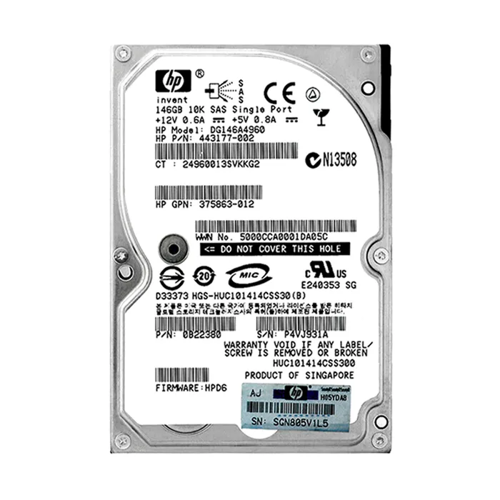 HP DG146A4960 | 146GB 10000RPM SAS 3Gb/s SFF Hot-Pluggable Single Port 2.5-inch Hard Drive for Gen1 to Gen7 ProLiant Server Refurbished - Hewlett-Packard (ou HP en abrégé) refurbished available on Gotodirect