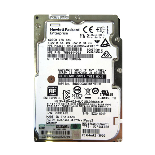 HP HKCF0600S5XEF015 | 600GB 15000RPM SAS 12Gb/s 128MB Cache SFF 2.5-inch Hard Drive for StoreServ 8000 Refurbished - Hewlett-Packard (ou HP en abrégé) refurbished available on Gotodirect