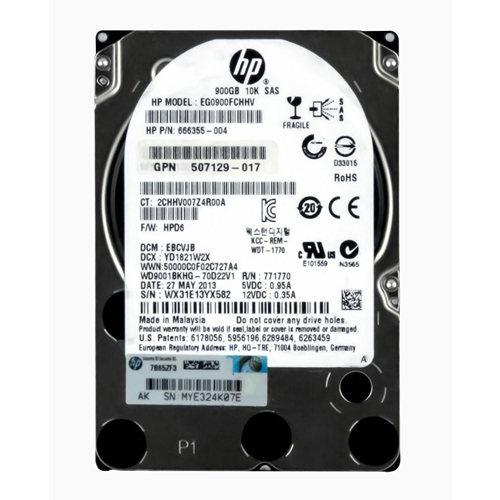 HP 666355-004 | 900GB 10000RPM SAS 6Gb/s Hot-Pluggable Dual Port SFF 2.5-inch Enterprise Hard Drive for Gen8/9 ProLiant Server/Storage Array Refurbished - Hewlett-Packard (ou HP en abrégé) refurbished available on Gotodirect