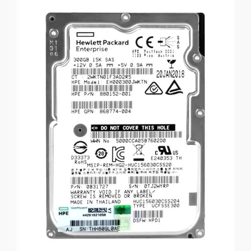 HP 880152-001 | 300GB 15000RPM SAS 12Gb/s SFF Hot-Pluggable 2.5-inch Hard Drive for Gen8 to Gen10 ProLiant Server Refurbished - Hewlett-Packard (ou HP en abrégé) refurbished available on Gotodirect