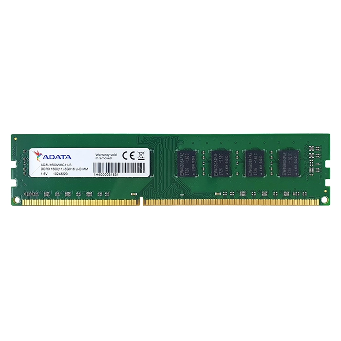 Adata AD3U1600W8G11-B | 8GB DDR3-1600MHz PC3-12800 Non-ECC Unbuffered UDIMM CL11 2Rx8 1.5V 240-Pin Memory Module Refurbished - ADATA refurbished available on Gotodirect